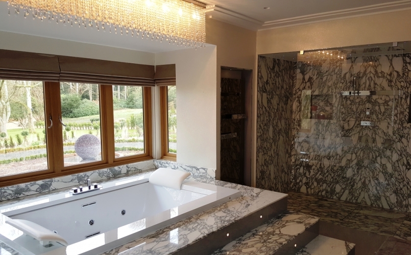 Arabesco Marble Bathroom. Supplied by Landford Stone, UK.