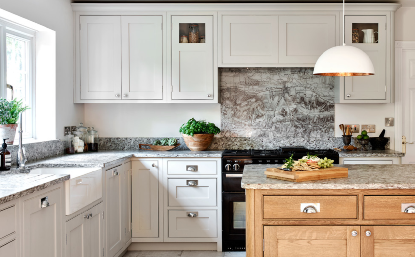 Ambrosia Satinato Kitchen Worktops, supplied by Landford Stone, Wiltshire.