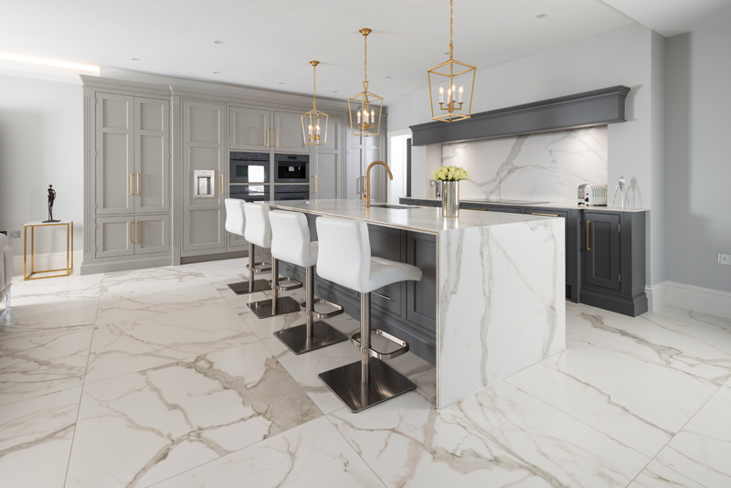 TECHLAM Kalos Bianco Marble Kitchen. Landford Stone, Wiltshire.