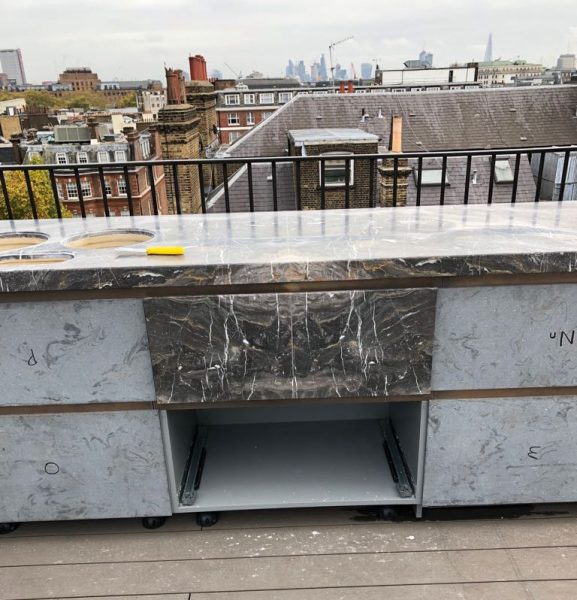 Landford Stone showcase outdoor kitchen on balcony