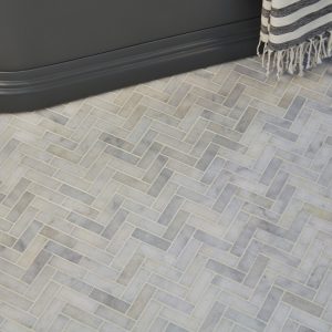 Honed Herringbone style marble flooring