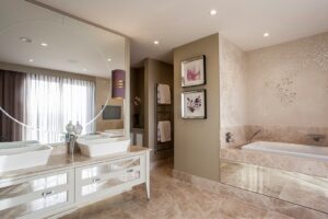 CREMA MARFIL HONED MARBLE BATHROOM