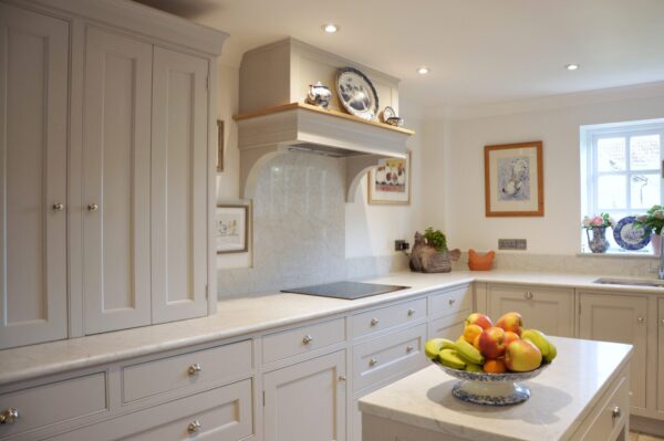 Carrara Natural Quartz Kitchen Worktops. Landford Stone, Wiltshire.