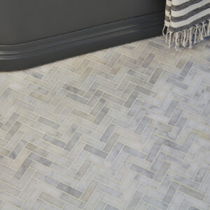 close up of herringbone floor tiles