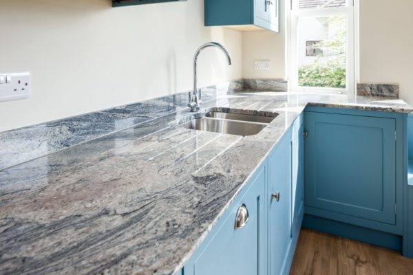 Kinawa White Granite kitchen sink. BH Kitchens and Landford Stone, UK.