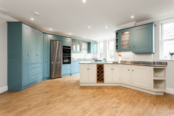 Kinawa White Granite Kitchen by BH Kitchens, Poole. Supplied by Landford Stone in Salisbury, Wiltshere.