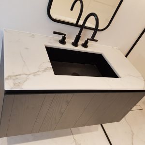 bookmatching marble flooring bathroom sink 1