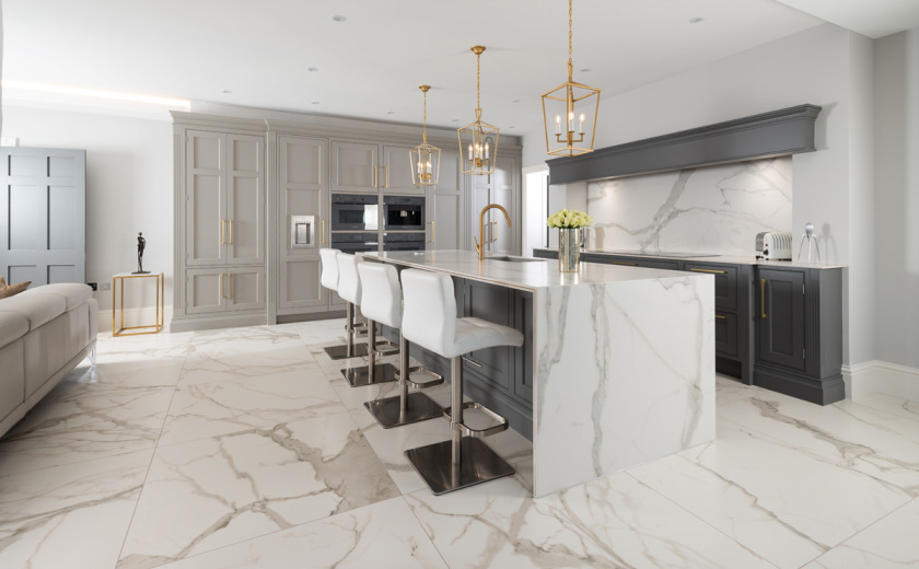 TECHLAM Kalos Bianco Marble Kitchen. Landford Stone, Wiltshire.